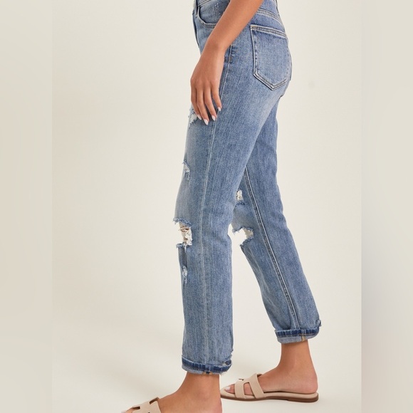 Altar’d State| Patched + Distressed Denim Straight Leg Jean - Picture 2 of 5